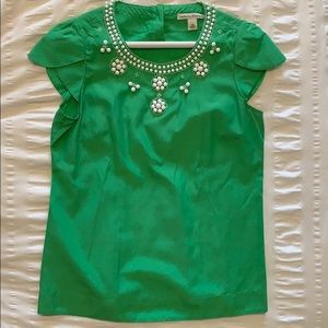 Green Banana Republic Blouse with White Beading
